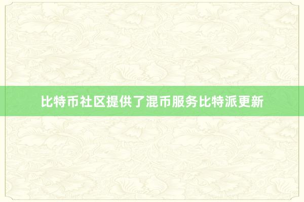 比特币社区提供了混币服务比特派更新