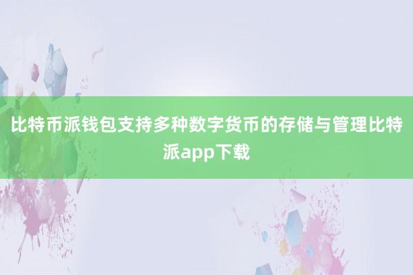 比特币派钱包支持多种数字货币的存储与管理比特派app下载