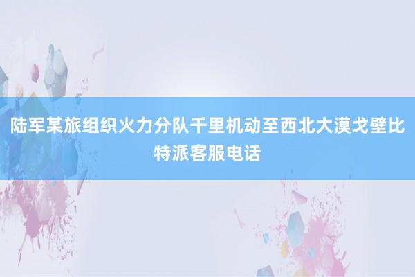 陆军某旅组织火力分队千里机动至西北大漠戈壁比特派客服电话