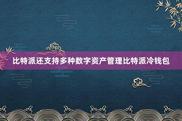 比特派还支持多种数字资产管理比特派冷钱包